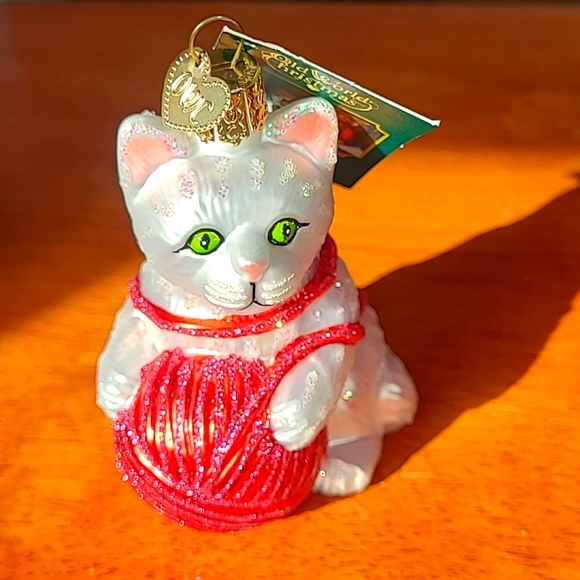 NWT Rare Find Old World Christmas Glass Playful Kitten Christmas Ornament - Picture 3 of 14